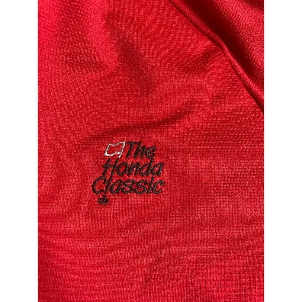 Adidas Honda Classic Long Sleeve Waffle Knit Shirt Golf‎ Deep Red 1/4 Zip Mens M